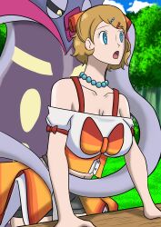 1boy 1girls bestiality cephalopod contest_dress feral malamar pokémon_(species) pokemon pokemon_(anime) pokemon_journeys pokemon_xy pokemon_xy_(anime) pokephilia serena_(pokemon) tagme