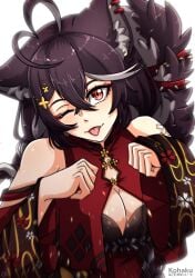 brown_hair female light-skinned_female momotexx_(vtuber) pale-skinned_female red_eyes solo solo_female virtual_youtuber vyugen wolf_ears wolf_girl wolf_tail