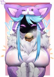 :3 aojiao_bingmo_tu better_version_at_source big_breasts blue_hair cats_versus_dogs_series cute female happy kindred lamb_(league_of_legends) league_of_legends pixiv_sample wholesome woof_and_lamb_kindred 傲嬌病魔兔