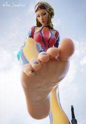 3d barefoot blender blonde_hair blue_nail_polish blue_nails blue_toenails bodysuit breasts breasts_out clothed clothing cloud clouds epic_games erect_nipples erect_nipples_under_clothes feet feet_up female female_focus female_only foot_fetish fortnite glasses glasses_on_head legwear lewdrex light-skinned_female light_skin looking_at_viewer looking_down medium_breasts medley_(fortnite) nipples no_bra oil oiled oiled_body oiled_skin oily shiny shiny_skin sky soles solo solo_focus standing toes viewed_from_below watermark