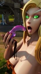 1girls 3d big_breasts blizzard_entertainment blonde_hair blood_elf dildo dildo_gag dildo_mask female gag green_eyes light-skinned_female light_skin sex_toy vell(vellektra) vellektra warcraft world_of_warcraft