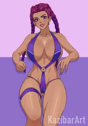 1girls 2d apex_legends artist_name big_breasts braided_hair braided_twintails cameltoe dark-skinned_female dark_skin earrings female female_only highlights_(coloring) inner_sideboob kazibar leaning_back legband loba loba_(apex_legends) loba_andrade long_hair looking_at_viewer o-ring o-ring_swimsuit pink_hair purple_eyes purple_highlights simple_background skimpy smiling smiling_at_viewer solo swimsuit very_high_resolution