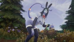 1girls 3d bent_over blizzard_entertainment bunny_ears bunnysuit draenei easter huge_breasts morilymory mory original_character purple_skin pussy solo thick_thighs warcraft world_of_warcraft