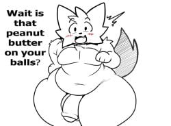 anthro balls belly big_ass big_balls big_penis blush blush_lines boykisser boykisser_(meme) cat_ears cat_humanoid cat_tail catboy chubby chubby_anthro chubby_belly chubby_male domestic_cat edit english_text fat femboy flaccid foreskin fur furry furry_tail genitals huge_ass huge_hips huge_thighs inuzu looking_at_viewer male male_only mammal meme open_mouth overweight overweight_anthro overweight_male partially_retracted_foreskin penis silly_cat_(mauzymice) slightly_chubby solo text thick_thighs third-party_edit white_body wide_hips