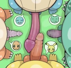 2020 3_toes angry animal_genitalia animal_penis balls blush bulbasaur charmander claws closed_eyes comparison contest foursome from_above from_above_view game_freak gay generation_1_pokemon genitals grass happy hi_res humanoid_genitalia humanoid_penis long_penis male male/male male/male/male male/male/male/male male_only nintendo penis penis_comparison penis_size_difference penises_touching pikachu pink_penis pokemon pokemon_(species) pokemon_rgby purple_penis quads rapistwerewolf size_comparison size_difference smooth_skin squirtle starter_pokemon starter_trio sweatdrop tongue tongue_out top_down top_down_view turtle_penis unhappy