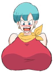 1girls big_breasts blue_eyes blue_eyes_female blush bulma bulma_(dragon_ball) bulma_briefs bulma_briefs_(majin_buu_saga) dragon_ball dragon_ball_z female female_only milf momiji_(artist) solo toei_animation white_background