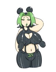 1girls bbw belly belly_overhang blush boob_window chubby chubby_female closed_eyes clothed eraser_nipples green_hair green_lipstick hairbun hand_behind_head huge_belly huge_breasts jojo's_bizarre_adventure jolyne_kujo large_breasts long_breasts long_nipples mature mature_female milf milkbuni nipples_visible_through_clothing plump saggy_breasts shiny_clothes shiny_skin shiny_thighs short_hair solo solo_female solo_focus stone_ocean thick thick_nipples thick_thighs