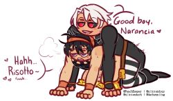 2boys age_difference chibi clothed clothed_sex doggy_style from_behind from_behind_position gay jojo's_bizarre_adventure male/male male_only narancia_ghirga niintendoqs risotto_nero size_difference slim toony vento_aureo young