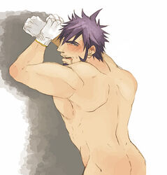 blush byron_(pokemon) color gloves human male male_only muscles nude pokemon solo tagme