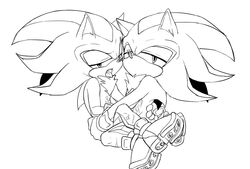 cum feral fur gay gloves hedgehog line_art male male_only mephiles_the_dark monochrome multiple_males nude shadow_the_hedgehog shoes side_view sonic_(series) tagme yaoi