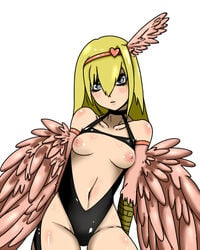 breasts duel_monster feathers harpie_girl harpie_lady nipples wings yu-gi-oh!