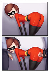 after_fellatio after_sex all_fours bent_over comic disney doggy_style elastigirl helen_parr penis pixar pussy sawao smooth_skin superheroine syndrome's_guard the_incredibles