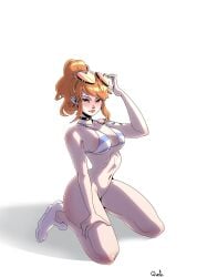 1girls big_breasts bottomless bra breasts choker female female_only kneeling nami_(one_piece) one_piece orange_hair ponytail post-timeskip quetzoiin ribs shoes sunglasses sunglasses_on_head tattoo tattooed_arm visible_ribs