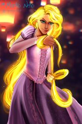 1girls blonde_hair clothed disney disney_princess female fighting_stance long_hair marikoneko marikoneko0 rapunzel tangled