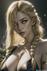 ai_generated alternate_hairstyle big_breasts blonde_hair breasts cleavage elden_ring female female_only fromsoftware goddess milf queen_marika_the_eternal stable_diffusion