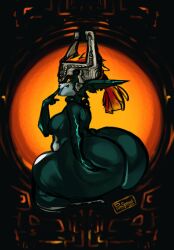 1girls ass big_ass bottom_heavy breasts fat fat_ass female female_only huge_ass imp_midna large_ass looking_at_viewer looking_back midna pumspread shortstack smile the_legend_of_zelda thick_ass thick_thighs thunder_thighs twili twilight_princess wide_hips