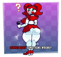 1girls ass baby_(fnafsl) big_ass big_breasts big_butt circus_baby circus_baby_(fnaf) crushtrap female female_only five_nights_at_freddy's five_nights_at_freddy's:_sister_location imminent_sex oblivious short_skirt