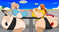 2girls ambiguous_penetration angry ass bbw big_ass big_balls big_belly big_breasts big_butt bike_shorts breasts bubble_ass bubble_butt busty chubby cleavage dialogue eating english_text fat fat_ass female female_focus giant_ass giant_breasts gigantic_ass gigantic_breasts huge_ass huge_balls huge_breasts huge_butt huge_thighs hyper hyper_ass hyper_butt igphhangout inkling larger_female male massive_ass massive_breasts mounting nintendo oblivious onomatopoeia overweight pants_down penetration perching_position round_ass sepia_(igphhangout) shorts size_difference smaller_male splatoon text thick_ass thick_thighs