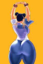 1girls 2023 arms_up ass big_ass black_hair bracelet bubble_butt cdlum chun-li clothing dat_ass double_bun dumptruck_ass fat_ass female female_focus female_only hair huge_ass large_ass rear_view solo solo_female solo_focus street_fighter street_fighter_6 thick thick_ass thick_thighs wide_hips