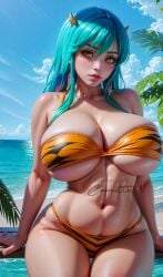 1girls ai_generated alternate_ass_size alternate_body_type alternate_breast_size belly belly_button big_breasts bikini bikini_bottom bikini_top blue_hair breasts breasts_bigger_than_head cleavage coomette curvaceous curves curvy curvy_body curvy_female curvy_figure curvy_hips deep_cleavage eyebrows eyelashes eyeliner eyes female female_focus female_only hair hair_between_eyes hartman_hips hips hips_wider_than_shoulders horn horned_female horns hourglass_figure huge_breasts large_breasts lips lipstick long_hair looking_at_viewer looking_down looking_down_at_viewer lum massive_breasts navel nose orange_bikini orange_bikini_bottom orange_bikini_top orange_eyes parted_lips slim_thick small_horn small_horns sole_female solo solo_female solo_focus thick_thighs thigh_gap thighs thunder_thighs thunderthighs urusei_yatsura wide_hips yellow_eyes