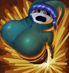 adawndraws breasts_bigger_than_head dark-skinned_female dark_skin duomi_(kalmoire) explosion huge_breasts losdelgas mario_(series) scared shy_gal tagme