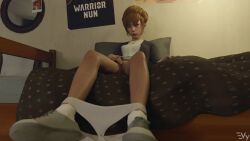 1girls 3d animated bed bedroom blonde_hair female female_only fingering kate_marsh life_is_strange masturbation necklace no_sound on_bed panties panties_around_ankles panties_down pussy pussy_juice shaved_pussy shoes_on solo solo_female video vulpeculy white_panties