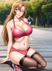 1girls actress ai_generated aka_jin big_breasts big_thighs blue_eyes breasts brown_hair busty cowboy_shot curvy detective_conan exercise exercise_clothing female fit huge_breasts huge_thighs human large_breasts long_hair looking_at_viewer married_woman mature mature_female milf mother pale-skinned_female pale_skin solo thick_thighs thighs voluptuous wide_hips yukiko_kudo