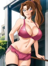 1girls actress ai_generated aka_jin big_breasts big_thighs blue_eyes breasts brown_hair busty cowboy_shot curvy detective_conan exercise exercise_clothing female fit huge_breasts huge_thighs human large_breasts long_hair looking_at_viewer married_woman mature mature_female milf mother pale-skinned_female pale_skin solo thick_thighs thighs voluptuous wide_hips yukiko_kudo