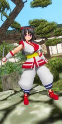 1girls 3d ainu_clothes big_breasts breasts busty cleavage female female_only fingerless_gloves grey_hair hair_ribbon hi_res large_breasts long_hair looking_at_viewer nakoruru pants purple_eyes samurai_shodown smile snk voluptuous weapon