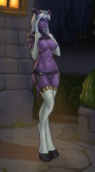 blizzard_entertainment chataya draenei freli purple_skin pussy stockings warcraft white_hair world_of_warcraft