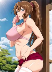 1girls actress ai_generated aka_jin big_breasts big_thighs blue_eyes breasts brown_hair busty cowboy_shot curvy detective_conan exercise exercise_clothing female fit huge_breasts huge_thighs human large_breasts long_hair looking_at_viewer married_woman mature mature_female milf mother pale-skinned_female pale_skin solo thick_thighs thighs voluptuous wide_hips yukiko_kudo