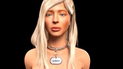 1girls 3d black_background blonde_hair blue_eyes character_name collar daz_studio degradation despair facing_viewer hannah_palmer humiliation instagram instagram_model jollybizz looking_at_viewer metal_collar onlyfans_model sad simple_background slave slavegirl solo tag tagged_collar tears tears_of_pain