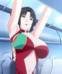 1girls anime_screencap black_eyes black_hair breasts cleavage clothing large_breasts midriff milf mother my_mother_the_animation nush_(xter) ova plump screencap screenshot tummy