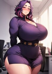 1girls ai_generated alternate_body_type breasts female hips huge_breasts kaina_tsutsumi lady_nagant light-skinned_female light_skin massive_breasts my_hero_academia oatmealdood purple_eyes purple_hair stable_diffusion thick_thighs thighs thunder_thighs tsutsumi_kaina voluptuous wide_hips