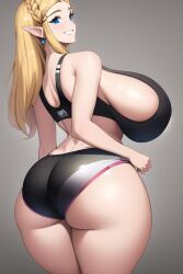 ai_generated bimbo black_short_shorts black_tank_top blonde_hair blue_eyes curvaceous curvy curvy_figure gigantic_ass gigantic_breasts huge_ass huge_breasts huge_hips long_hair looking_at_viewer nai_diffusion princess_zelda seductive_smile shiny_clothes shiny_hair shiny_skin short_shorts stable_diffusion tank_top the_legend_of_zelda thick_thighs thunder_thighs voluptuous wide_hips