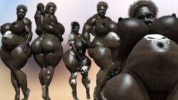 1girls 3d african african_female ass belly big_ass big_belly big_breasts breasts dark-skinned_female dark_skin dinner-kun facepaint female giantess macro nipples nude obese original_character thick_thighs wide_hips