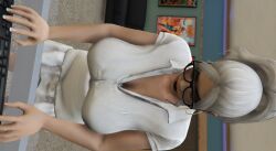 artdesire asian_female big_breasts down_blouse downblouse female female_only glasses grand_theft_auto grand_theft_auto_online grand_theft_auto_v gta5 gta_5 gta_online_female_character gta_v gtav solo_female white_hair yuki