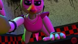 3d animatronic firenutter five_nights_at_freddy's futa_only futanari glamrock_chica_(fnaf) holding_viewer looking_at_viewer