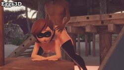 1boy 1girls 3d ambiguous_penetration beach big_ass big_butt black_boots blacked boots breasts brown_hair cheating cheating_wife cheating_with_friend dark-skinned_male dark_skin disney doggy_style domino_mask eggsnsfw elastigirl from_behind from_behind_position frozone grabbing grabbing_ass grabbing_from_behind helen_parr implied_sex interracial light-skinned_female light_skin lucius_best mask masked_female netorare ntr outside outside_sex pixar self_upload sex sex_from_behind smooth_skin standing_doggy_style stockings the_incredibles thigh_boots