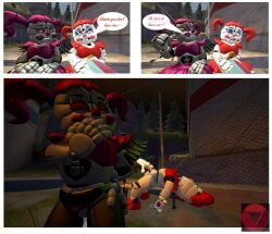 3d 3d_(artwork) baby_(fnafsl) circus_baby circus_baby_(fnaf) circus_baby_(original) comic cum_in_pussy firenutter five_nights_at_freddy's five_nights_at_freddy's:_sister_location full_color futanari heartsick_baby_(fnaf) scottgames sister_location text