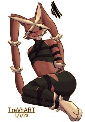 1boy anthro anthro_only bondage bound femboy girly lopunny male male_lopunny male_only mega_evolution mega_lopunny nintendo pokemon pokemon_(species) solo trevhart