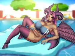 1futa absurd_res animal_legs big_breasts breasts clothing dark-skinned_futanari dark_body dark_skin deathwing_the_timegoat demon erection feathered_wings feathers futa_on_futa futa_only futanari genitals gris_swimsuit gynomorph hair hi_res hooves horn horned_humanoid humanoid humanoid_penis intersex long_hair mammal membrane_(anatomy) membranous_wings meme meme_clothing mostly_nude multi_eye multi_wing one-piece_swimsuit penis pool_float purple_hair solo swimwear translucent translucent_clothing translucent_swimwear vcookiestudios virtual_youtuber vtuber wings