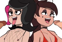 2femboys 4boys beauty_mark bikini_top black_hair brown_hair colored crossdressing crossover dbaru edit femboy feminine_male gay guy_hamdon human imminent_oral long_hair male male_only marco_diaz multiple_boys multiple_penises open_mouth penis pink_hair ponytail princess_marco randomcartoon2 shezow shezow_(character) small_breasts star_vs_the_forces_of_evil tongue tongue_out yaoi