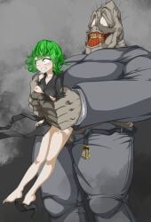 1boy 1girls female fuhrer_ugly green_hair male monster monster_rape one-punch_man rape small_breasts tatsumaki