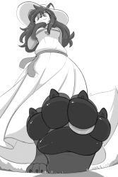 animal_ear anthro big_breasts breasts city dress ears female fox furry giantess hat mountains p4wsized paws pawsized plane shadow tail toe_claws toe_ring