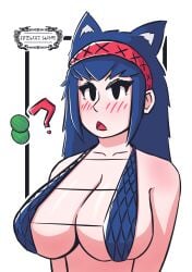 big_breasts bikini blue_hair capcom ears fluffy mizuxtsune monster_hunter nargacuga solo string_bikini