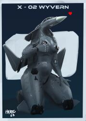 aeromorph aircraft anthro biped breasts female genitals havoc63 heart hi_res kneeling living_aircraft living_machine living_vehicle machine metallic_body nipples nude pussy solo touching_breast vehicle x-02s_strike_wyvern