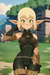 1girls ai_generated blonde_female blonde_hair bodysuit breasts cameltoe cra evangelyne female female_only png saguiman solo wakfu