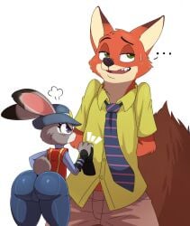 angry angry_face anthro ass bunny disney female fox huge_ass huge_butt judy_hopps male mammal nick_wilde rabbit sssonic2 tight_clothing tight_pants zootopia zootropolis