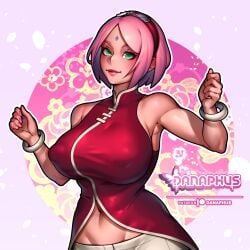 1girls alternate_breast_size big_breasts boruto:_naruto_next_generations danaphus female green_eyes huge_ass huge_breasts milf naruto patreon pink_hair sakura_haruno short_hair sole_female voluptuous_female wide_hips